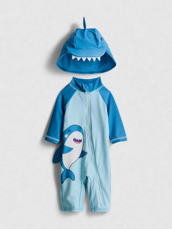3–36 mois | Ensemble maillot de bain et casquette à motif requin