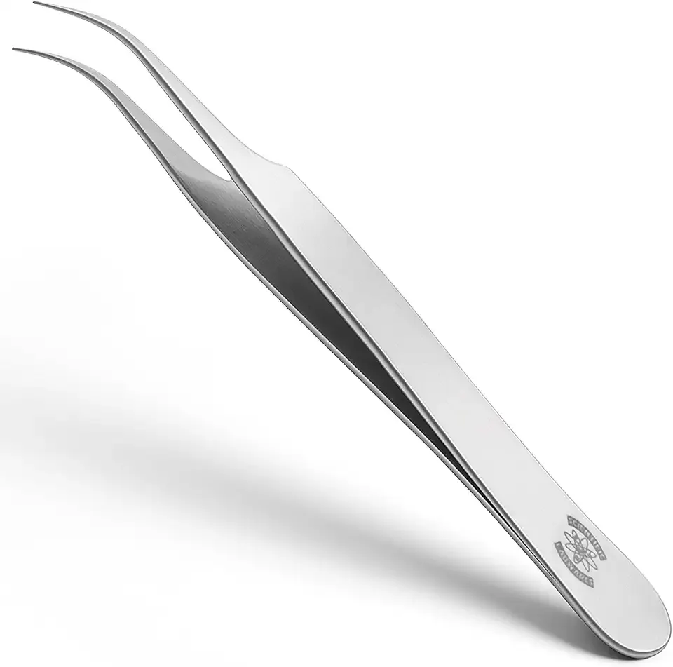 High Precision Stainless Steel Lab Forceps with Curved Very Fine Tips