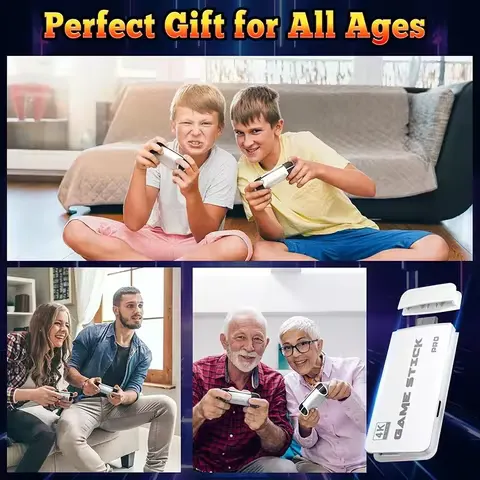 M15 4K TV Game Stick Retro Video Game Console with 64GB/Built in 3/40000+ Games 23+ Simulators 2.4G Wireless Controller