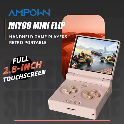 Video Game Consoles Handheld Dual analog MIYOO MINI FLIP Handheld Game Players 2.8'' IPS Screen Linux System Video Game Consoles Free Case Gamer Dual analog sticks Gift