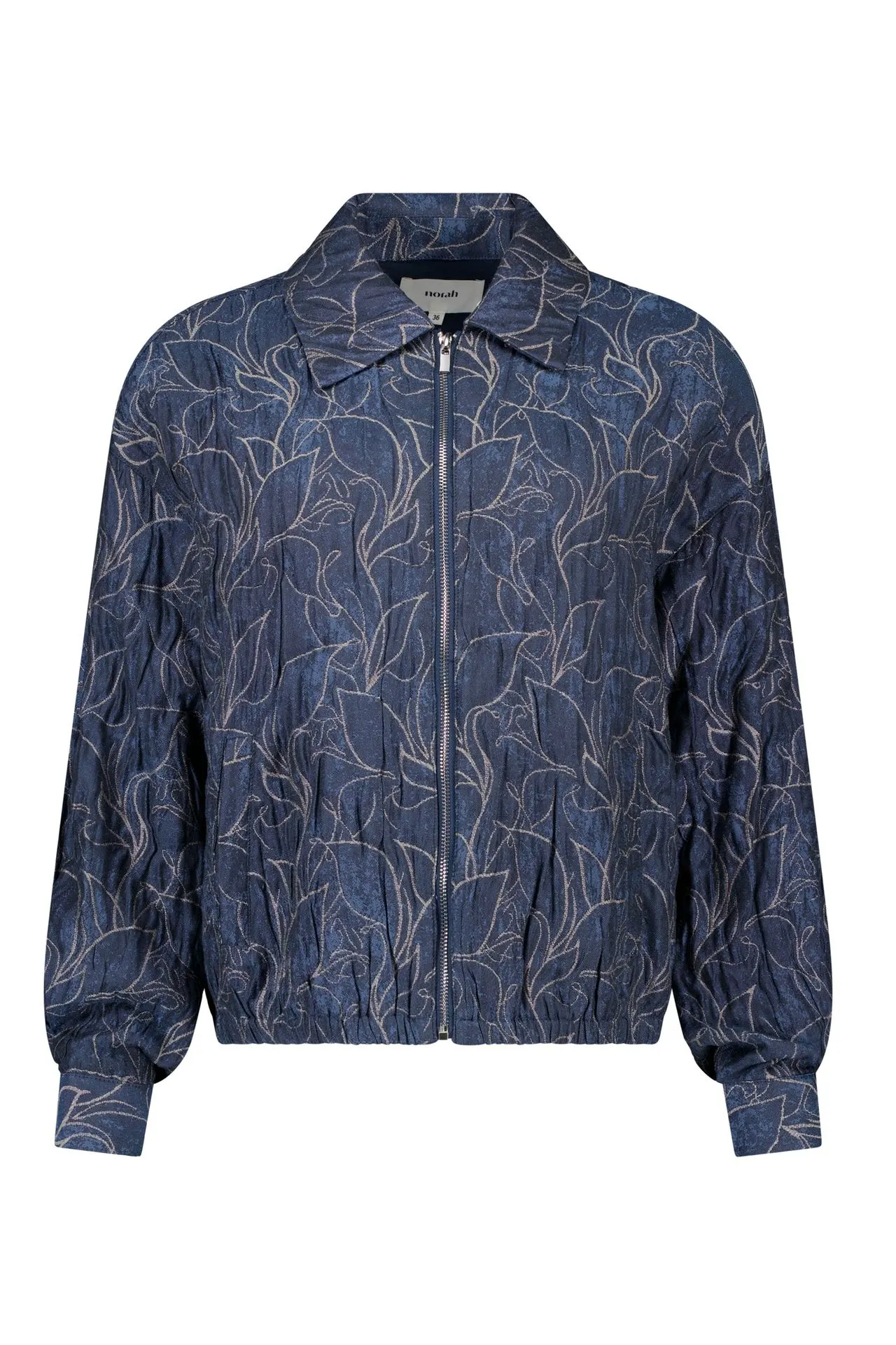 Donkerblauw jasje met botanische print