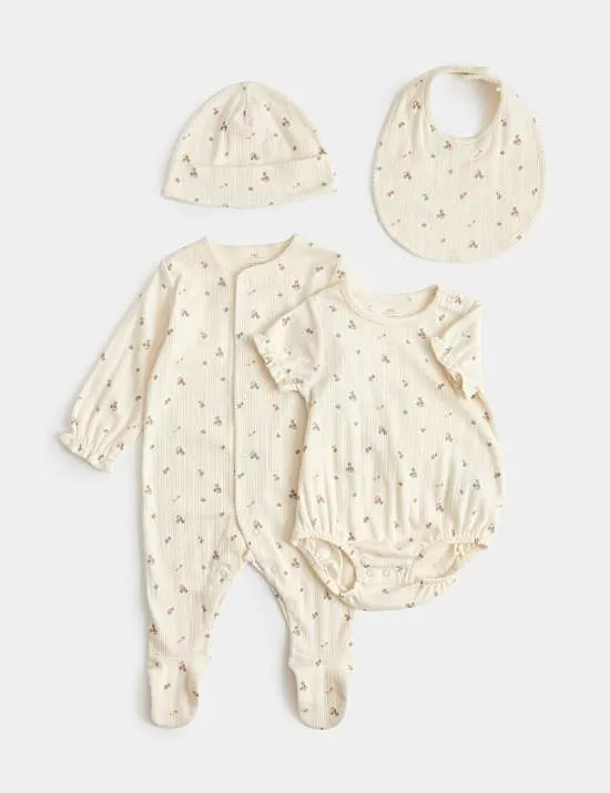4-tlg. Starterset aus reiner Baumwolle (3,2 kg – 9 Monate)