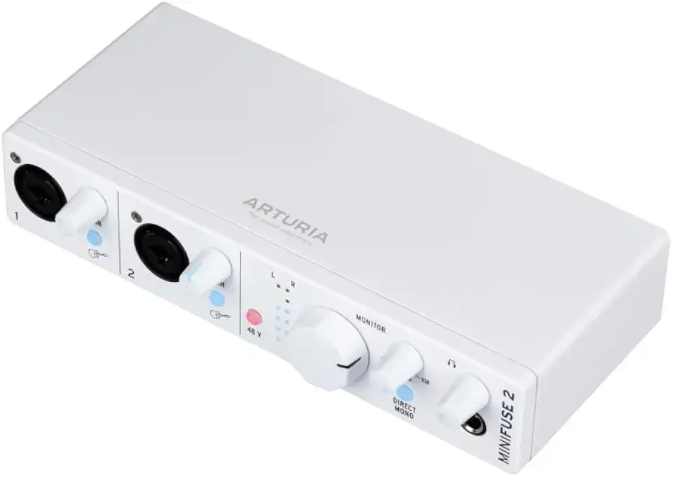 Arturia - MiniFuse 2 - Compact USB Audio & MIDI Interface with Creative Software for Recording, Production, Podcasting, Guitar - White
