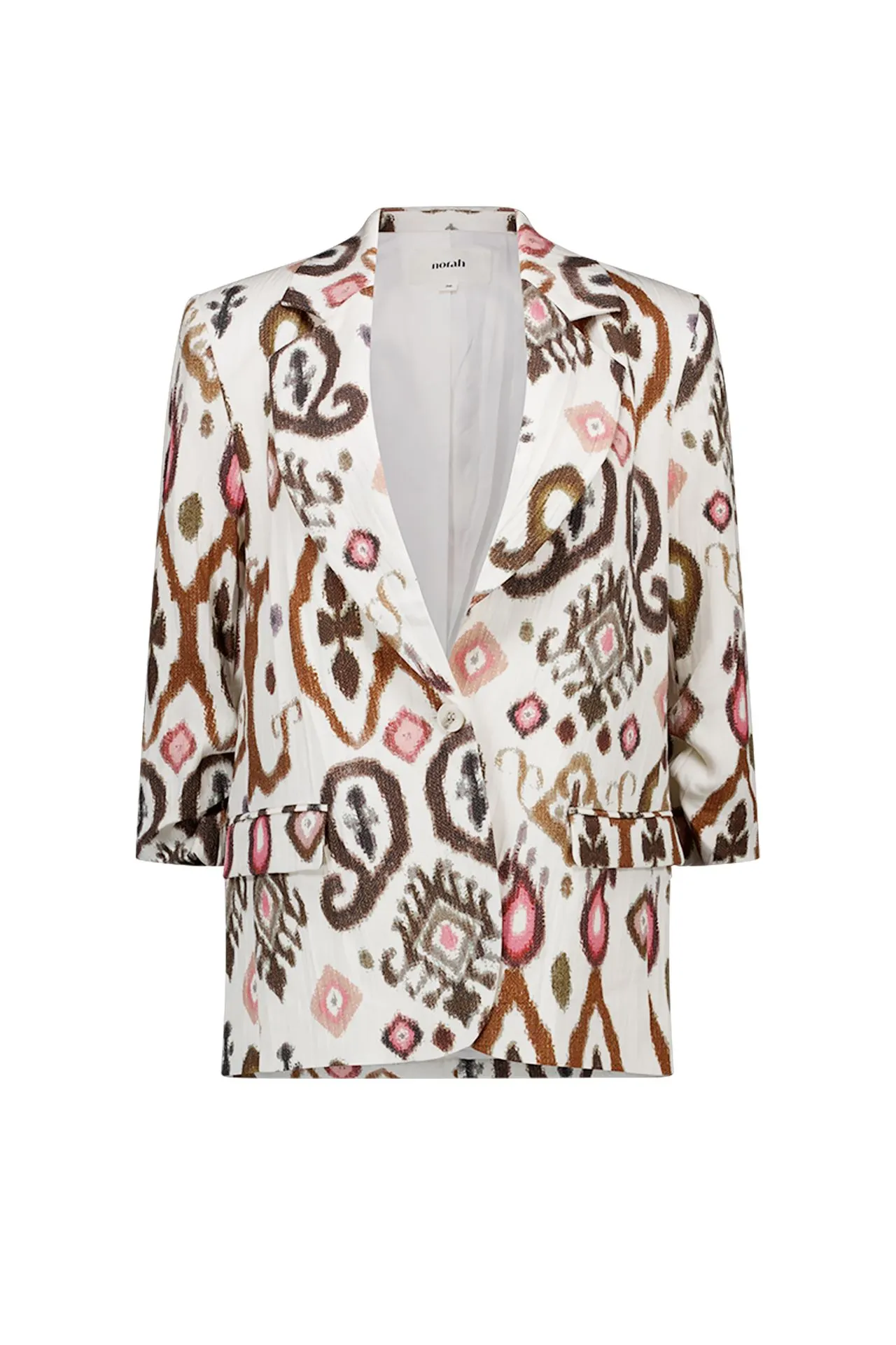 Ecru blazer met grafische print