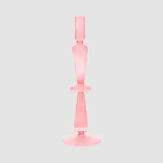 Glass Candle Holder Assorted Pink and Burgundy 30cm