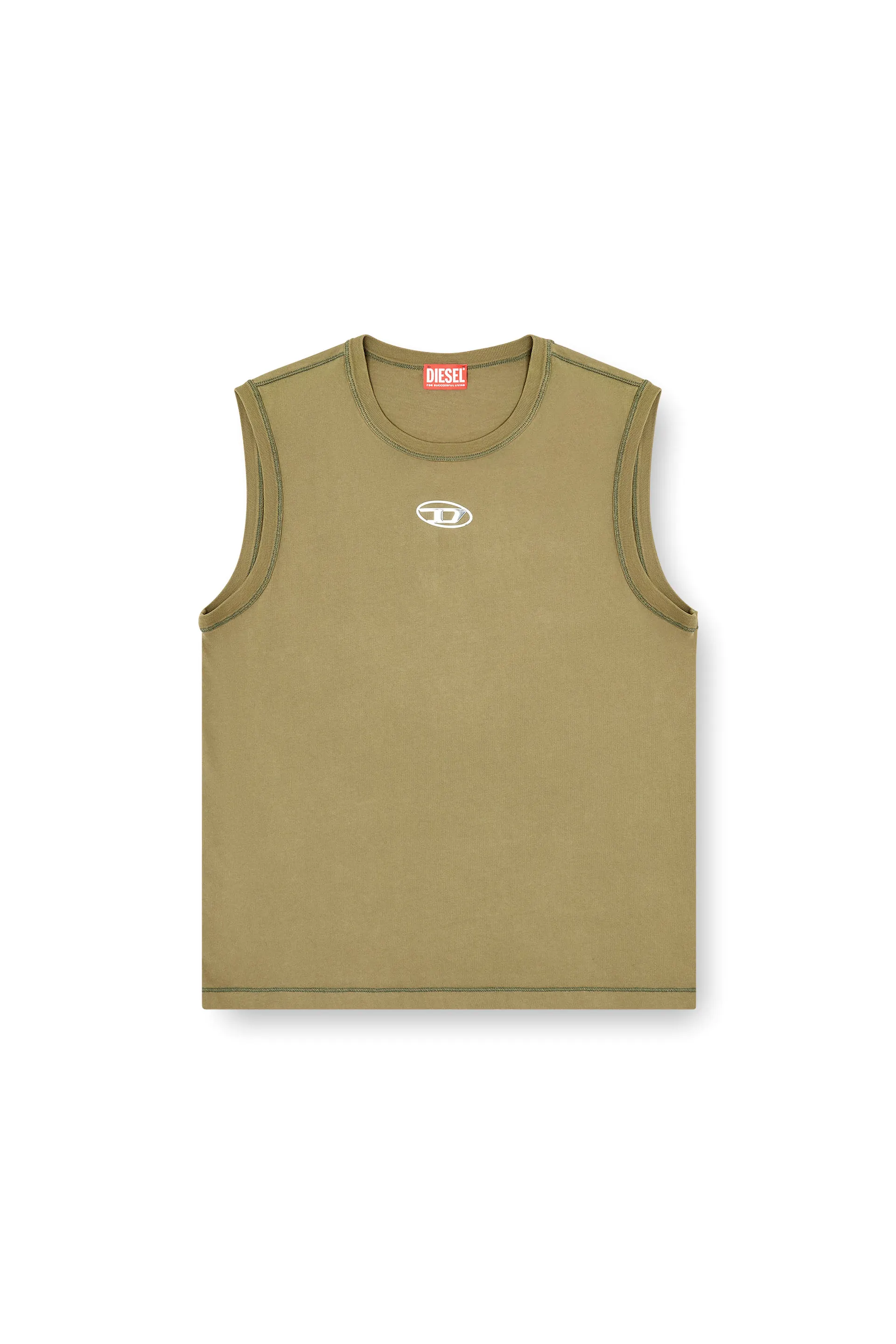 Sleeveless cotton top with metallic Oval D