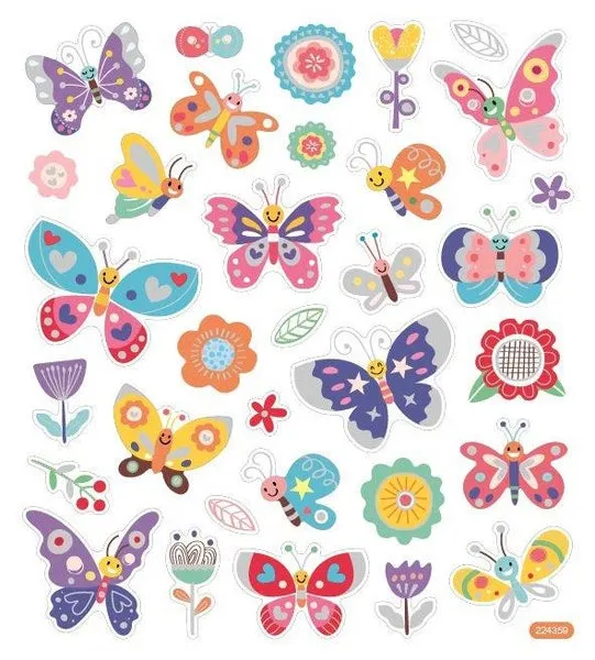 Klistremerker Sommerfugler Og Blomster - 15x17cm