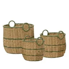 Set van 3 ronde manden uit papierkoord