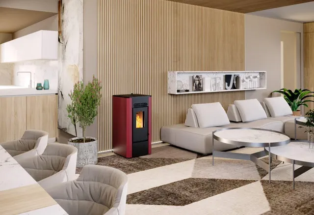 Stufa a pellet ventilata LVZ Karin 8.1 KW bordeaux