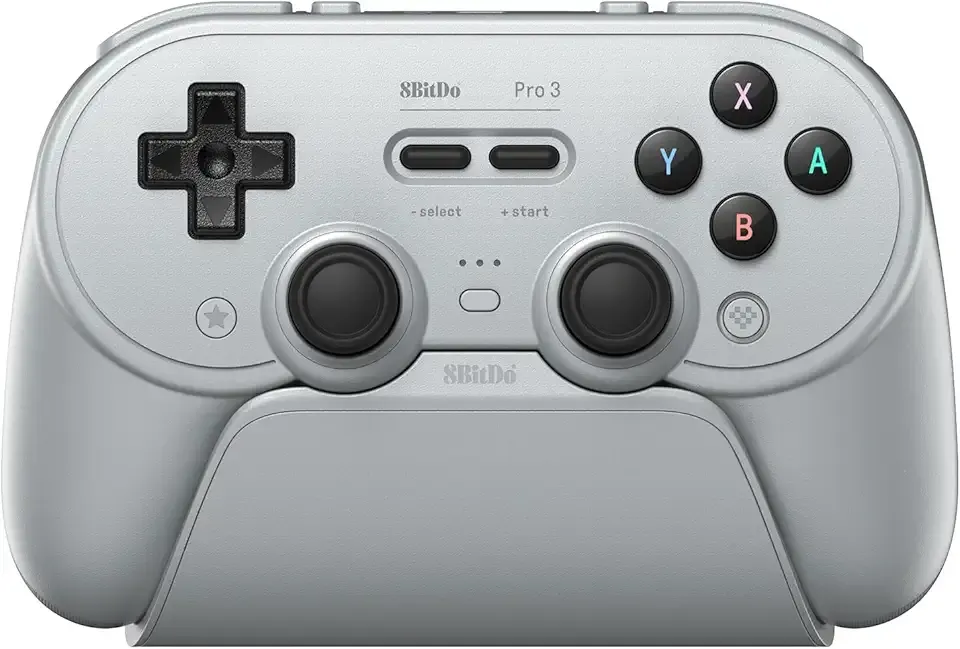8BitDo Pro 3 Bluetooth Controller for Switch/Switch 2 – TMR Joysticks, Swappable ABXY Buttons, Pro Back Buttons, Charging Dock, Hall Effect Triggers, for Windows, Apple, SteamOS, Android - Gray