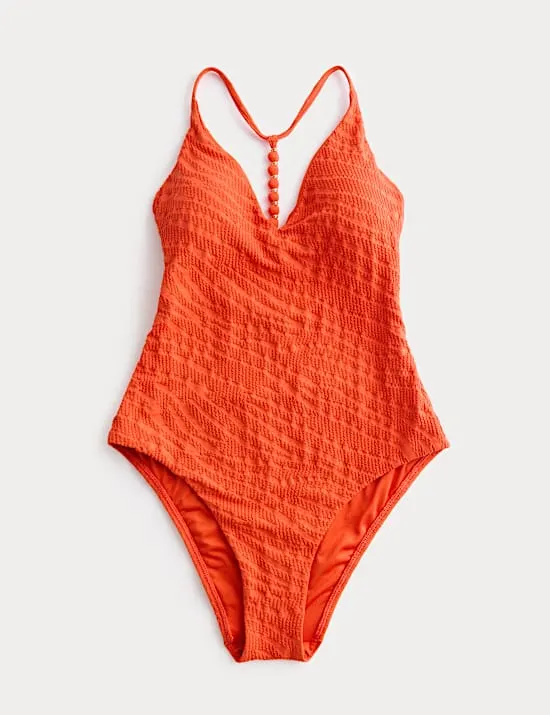 Strukturierter Badeanzug mit gepolstertem Rückendetail