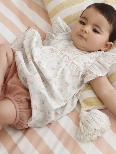 Robe manches courtes fille bébé - écru