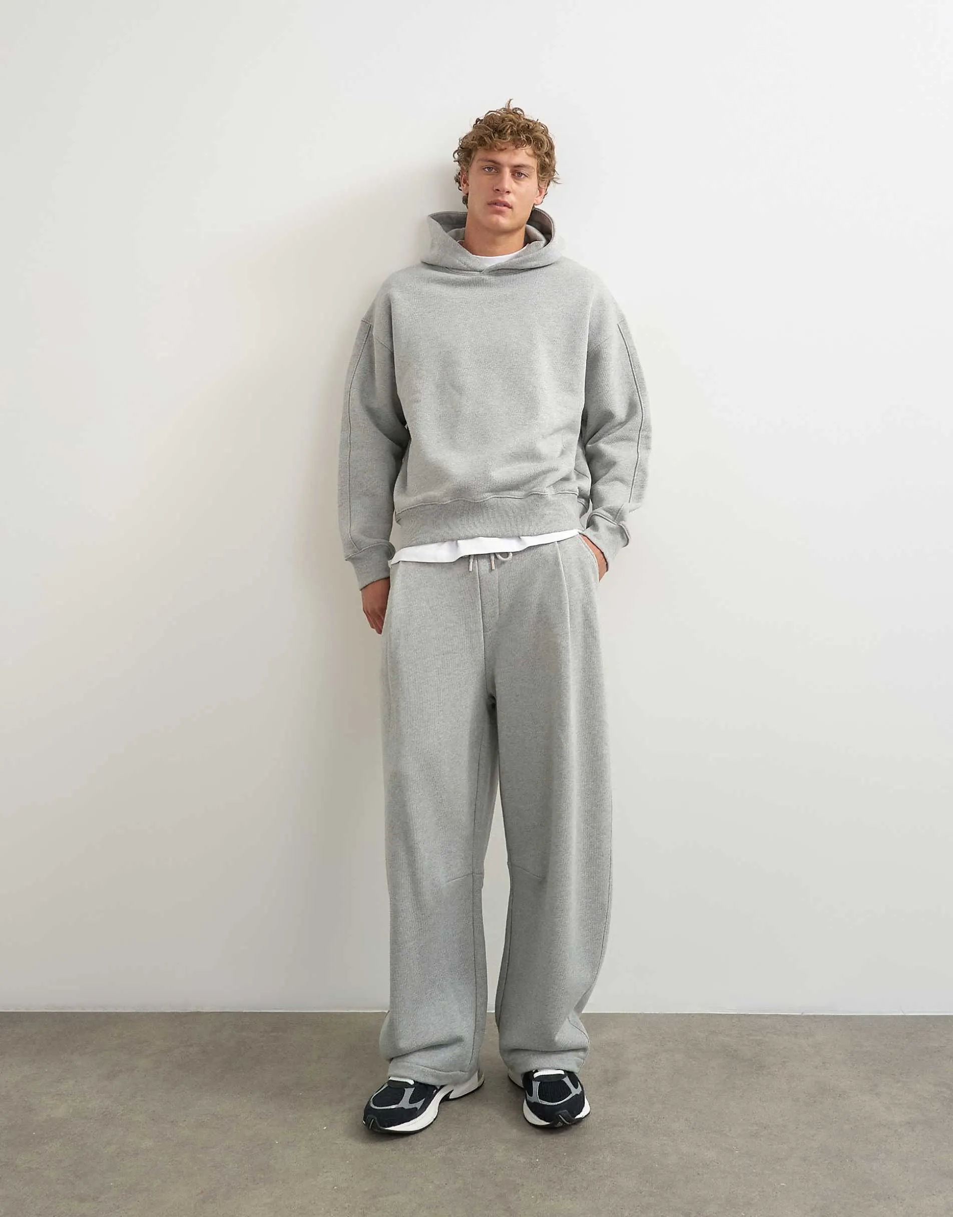 Topman relaxed fit heavyweight hoodie in grey marl