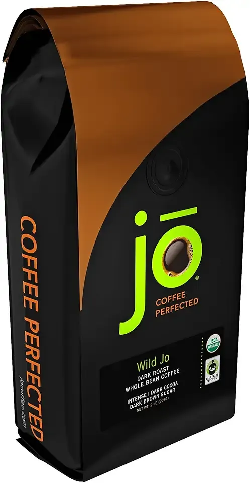 WILD JO: 2 lb, Organic Dark French Roast Coffee, Whole Bean, Bold Strong Rich Wicked Good, Great For Espresso, USDA Certified, Fair Trade Certified, Kosher, Arabica, Non-GMO, Gluten Free by Jo Coffee®