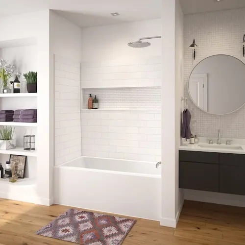 MAAX NexTile 60L x 30W x 81.25H in. 2-in-1 Tub Shower Kit - Shower Stall with Right Drain Bathtub and Bathtub Wall Surround (No Door)