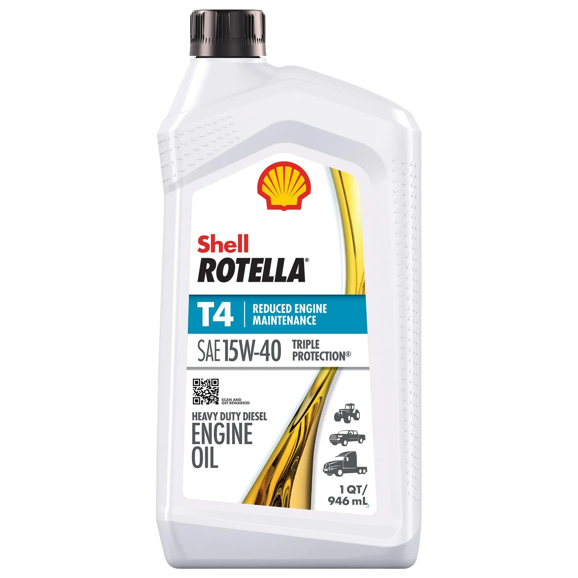Shell ROTELLA Triple Protection Diesel Engine Conventional 15W-40 Motor Oil 1 Quart