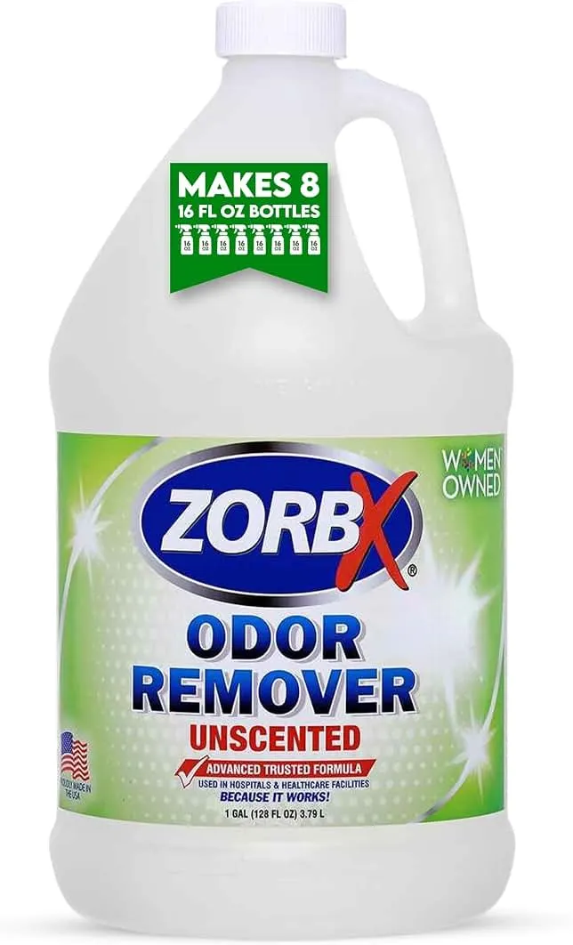 ZORBX Unscented Odor Remover 128 Oz Refill, Hospital-Grade Formula | Permanent Odor Remover for Incontinence, Pet & Human Urine, Stron…