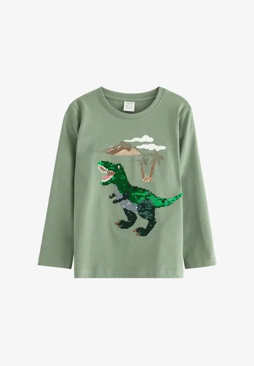 DINO FLIP SEQUIN - Topper langermet - light khaki