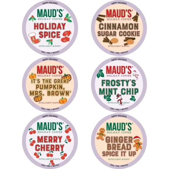 Maud's Holiday Blend Coffee Pods Variety Pack, 24 ct, 6 Assorted Flavors, Medium Roast Coffee in Single Serve Pods – 100% Arabica Beans, Compatible with Keurig K Cups Maker, Price $19.99