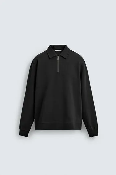 INTERLOCK POLO SWEATSHIRT WITH ZIP