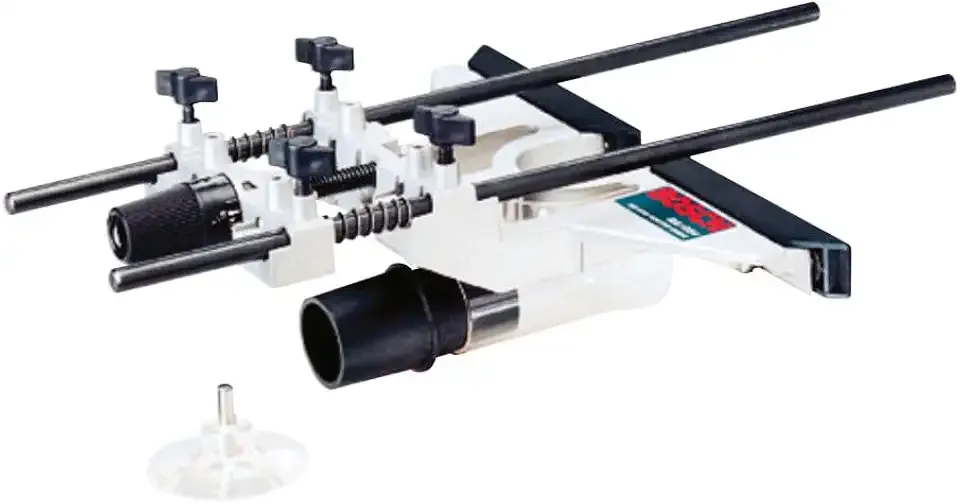 BOSCH RA1054 Deluxe Router Guide | Fine adjustment, edge-guided cuts to 8 In., converts to 32 In. circle guide, includes dust hood, hose adapter and hardware