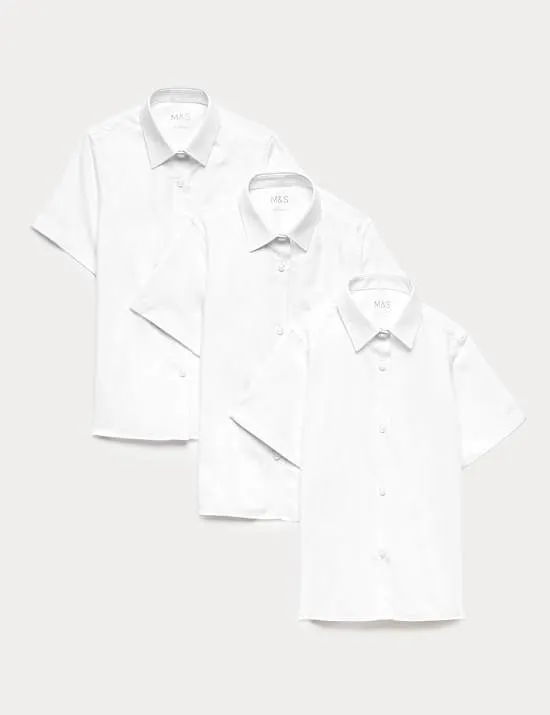 3 Pack Girls' Easy Iron School Shirts (2-16 Yrs)