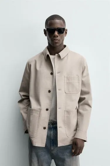 REGULAR FIT HERRINGBONE TEXTURED JACKET
