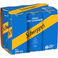 schweppes drink mixers dry lemonade 250ml cans 6pack
