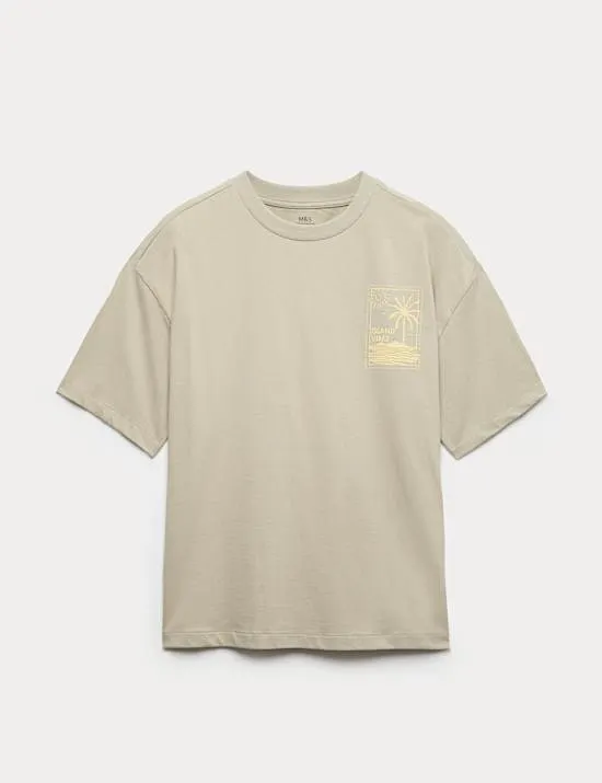 T-Shirt aus reiner Baumwolle mit Zeichnung (6–16 Jahre)