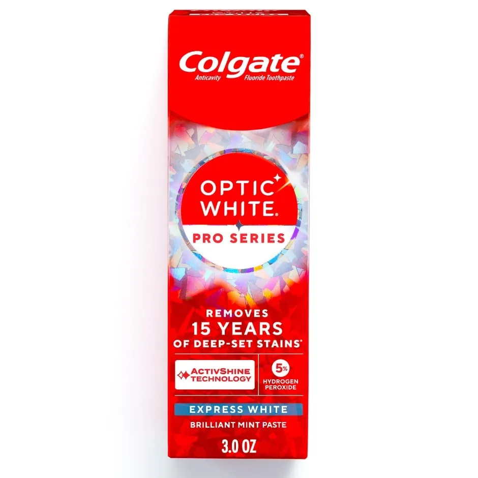 Colgate Optic White Pro Series Express White Toothpaste with 5% Hydrogen Peroxide and ActivShine, 3.0 OZ