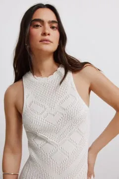 Vestido midi pointelle