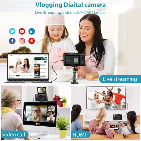 4K Digital Camera, 64MP Vlogging Camera 18X DigItal Zoom & Autofocus, 3'' 180°Flip Screen, Travel Selfie for YouTube with Flash