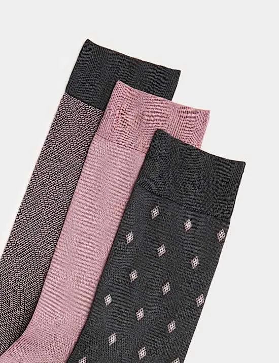 3er-Pack Socken mit hohem Anteil an merzerisierter Baumwolle