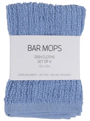 Set of 4 Bar Mop Dish Cloth - Blue