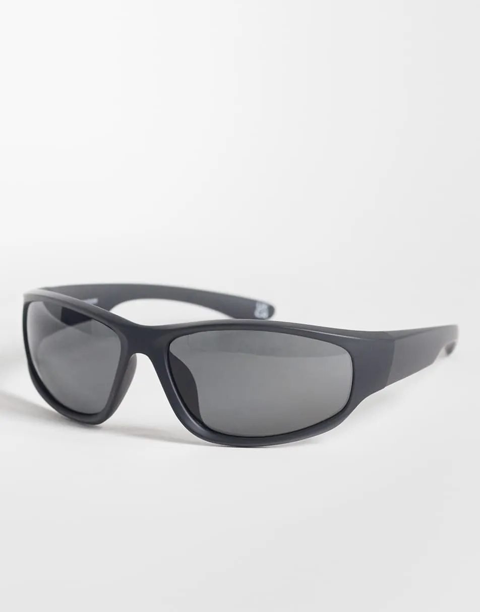 Reclaimed Vintage unisex sporty wrap sunglasses lens in black