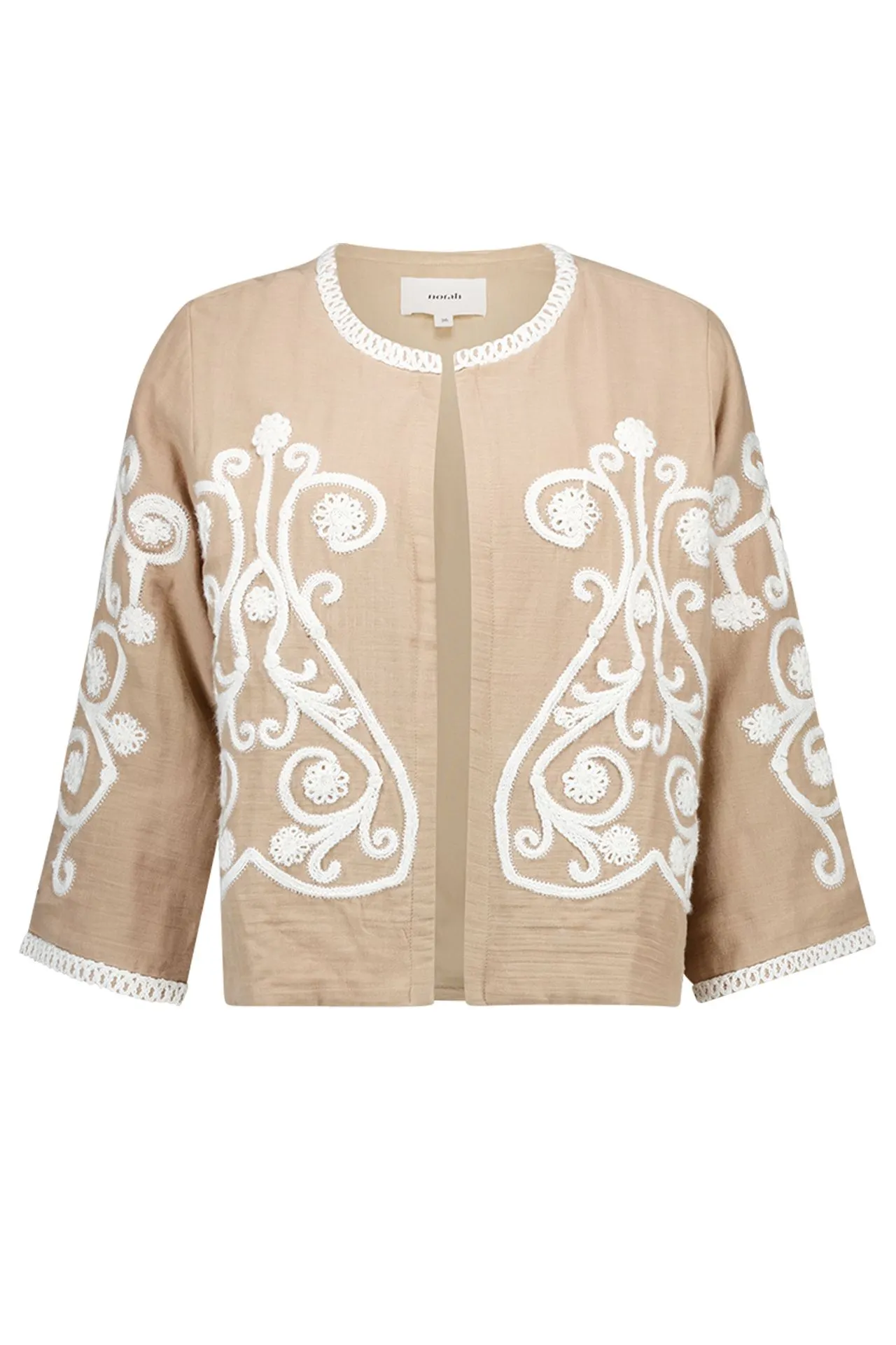 Zandkleurig kimono jasje met borduursels
