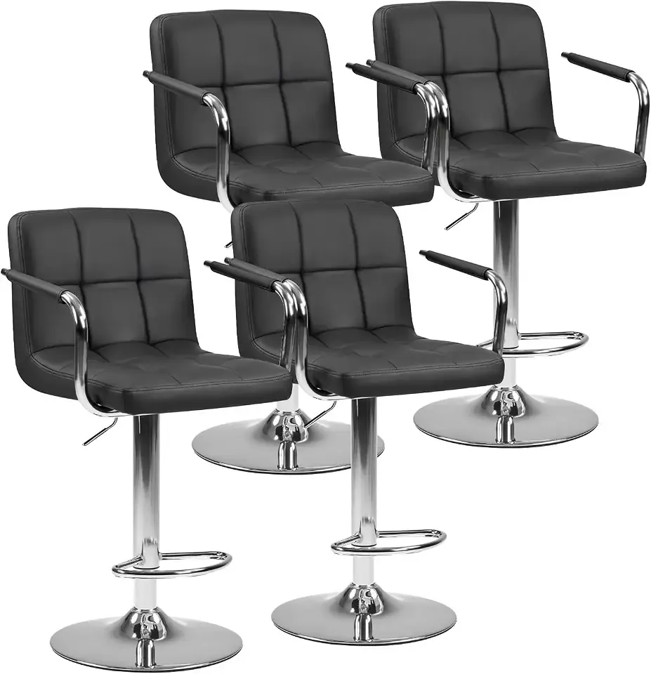 DUMOS Swivel Bar Stools Set of 4, PU Leather Counter Height Bar Chairs