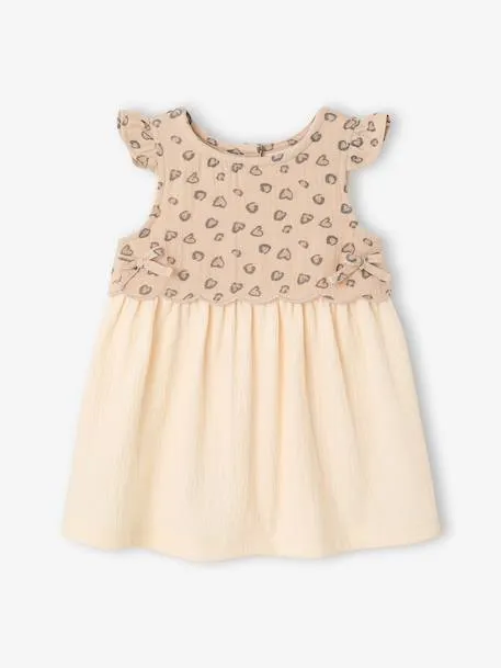 Robe bébé fille bimatière - vanille