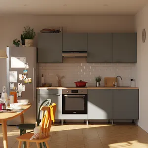 Cocina en kit Eleki gris 4 módulos altos + 4 bajos L.240 x H.217 x P.58 cm