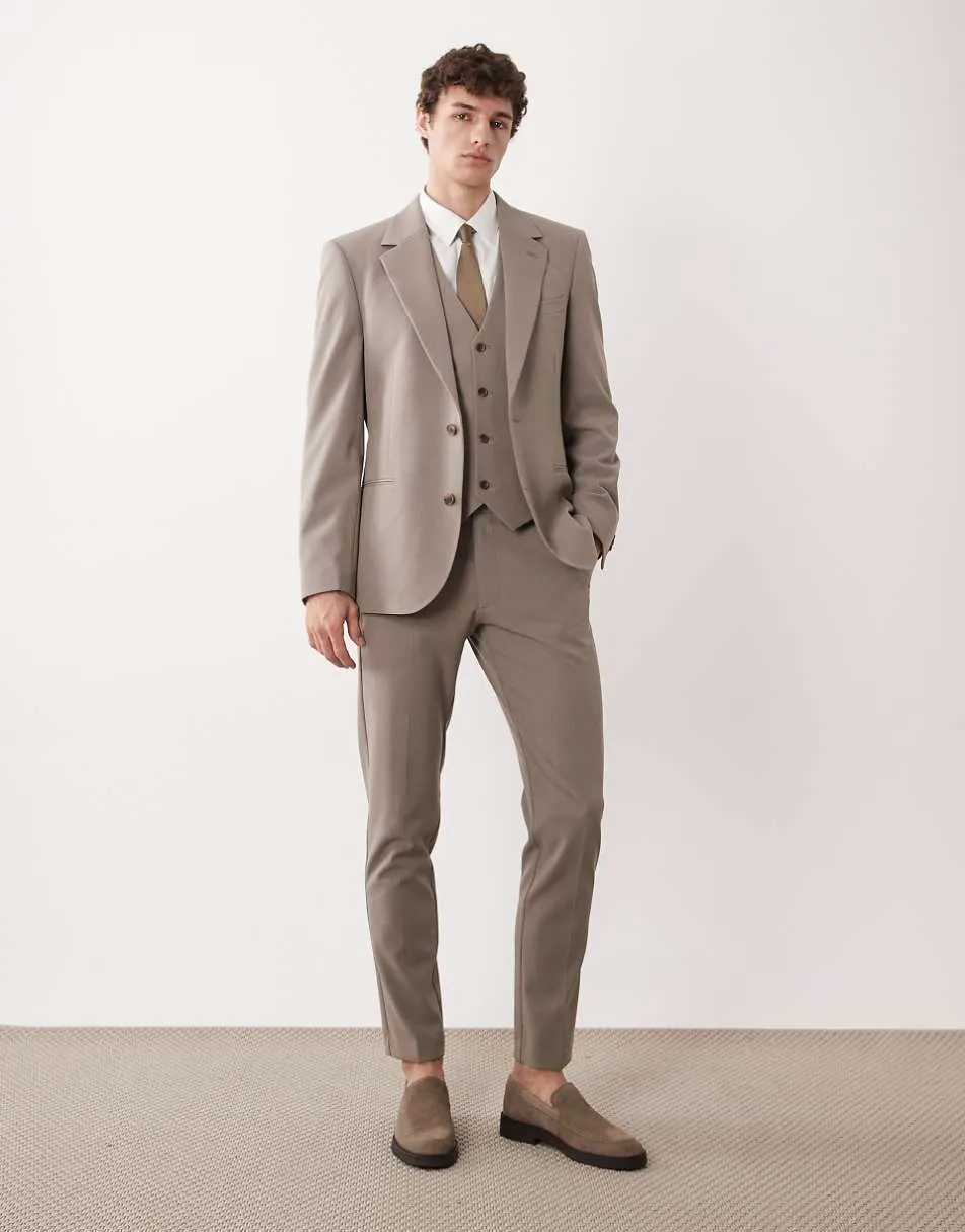 ASOS DESIGN skinny suit trousers in stone