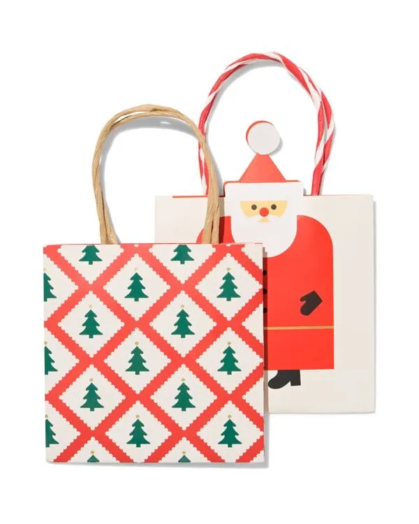 cadeautas S 21.5x12.5cm kerst - 2 stuks