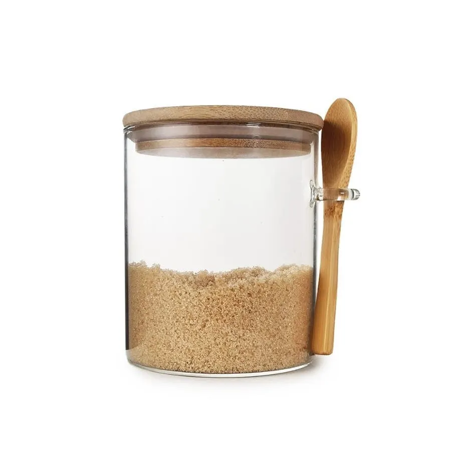 Frasco de Vidrio Otten SY-RS1012 850 ml Tapa Bambú con Cuchara 10x12 cm