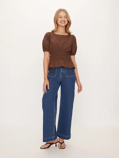 Sutton Shirred Short Sleeve Top