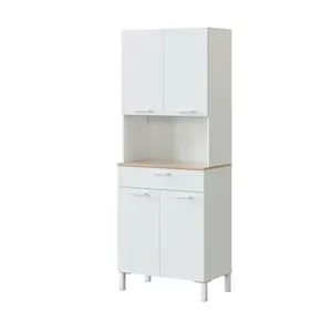 Alacena cocina alto KIRA blanco/roble 4 puertas + 1 cajón 186 x 72 x 40 cm