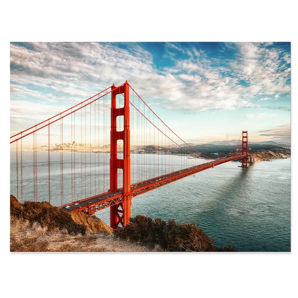 Designart Golden Gate Bridge In San Francisco - Large Sea Bridge Canvas Art Print - 40X30