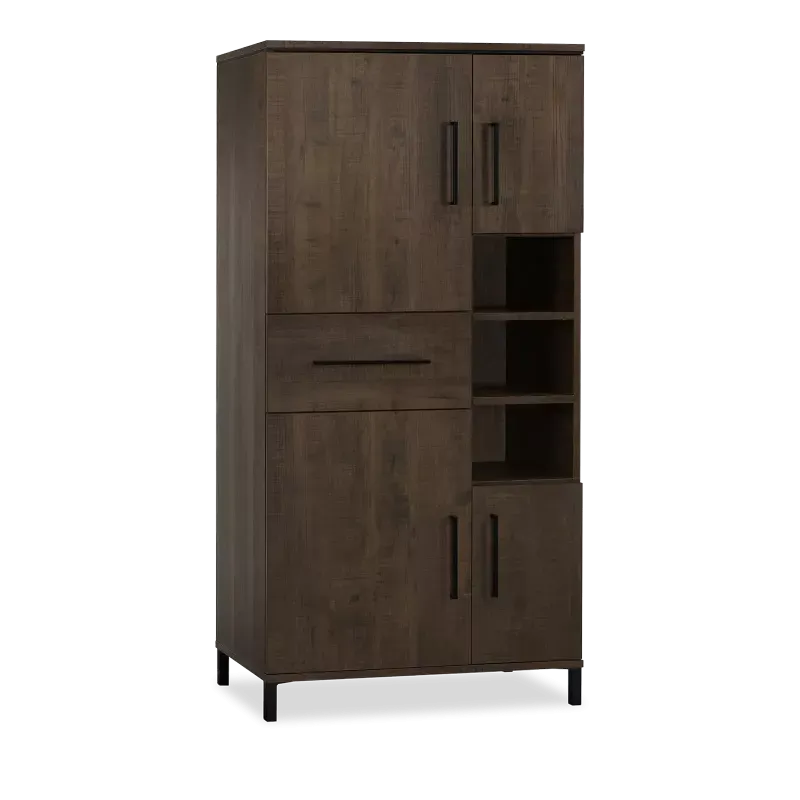 Wandkast Hudson - 94 cm - Lamulux Dark Mango - 4 deuren, 1 lade, 3 open vakken