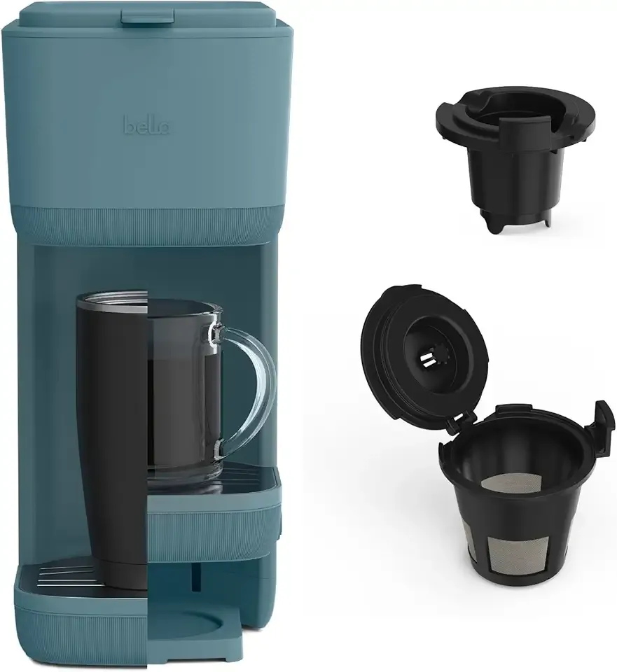 Single Serve Coffee Maker, K Cup & Coffee Ground Compatible with Removable, Adjustable Drip Tray, Auto Shutoff & Reusable Dishwasher Safe Accessories, Brews 6oz to 14oz, 1000 Watt, Surf