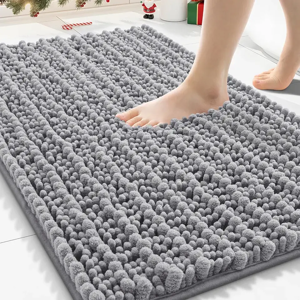Smiry Bathroom Rugs Mat 30x20, Extra Soft Absorbent Chenille Bath Rugs, Non Slip Rubber Backing Machine Washable Quick Dry Bath Mats for Bathroom Floor, Tub, Shower, Home Decor Accessories, Grey