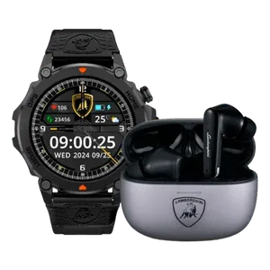 Smartwatch Lamborghini Aventador Svj + Audífonos Huracan 200 Negro