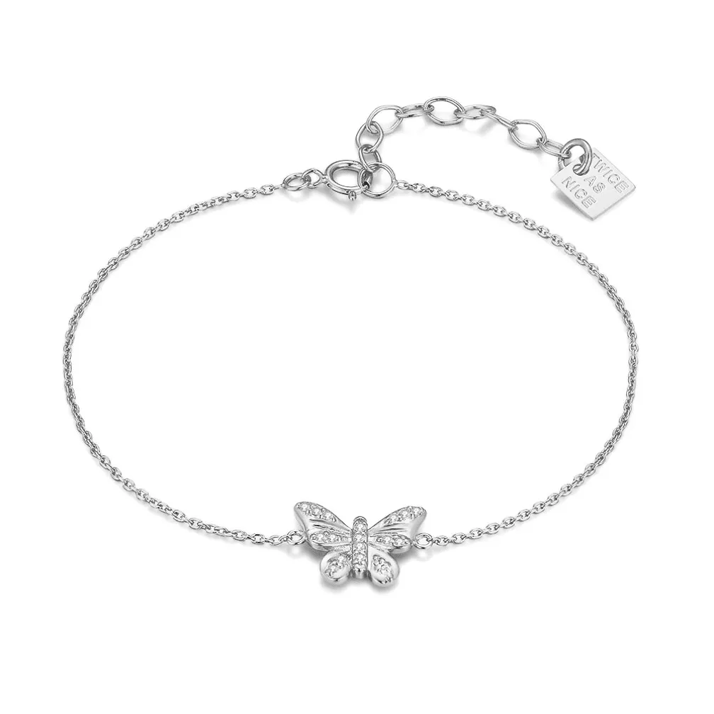 Armband in zilver, vlinder met zirkonia